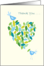 Thank You Friend Blue Bird Heart of Leaves card