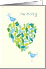 I’m Sorry Blue Bird Heart of Leaves card