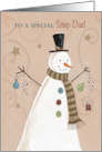 Special Step Dad Christmas Holiday Folk Style Snowman card