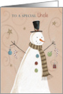 Special Uncle Christmas Holiday Folk Style Snowman card