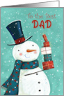 Best Dad Christmas Snowman with Stack of Presents card