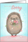 Sorry Cute Hedgehog with Flowers card