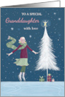 Granddaughter Christmas Girl with Modern White Tree card