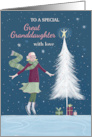 Great Granddaughter Christmas Girl with Modern White Tree card