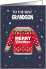 Best Grandson Merry Christmas Sweater Jumper card