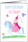 Princess Unicorn Birthday Age 68 card
