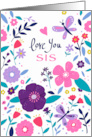 Love you Sis Bright Florals card