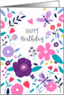 Happy Birthday Bright Floral card