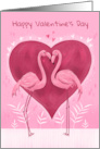 Happy Valentine’s Day Pink Flamingo Heart card