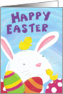 Happy Easter Bunny with Chicks and Eggs card