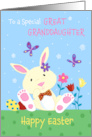 Great Granddaughter Happy Easter Cute Bunny with Flowers card