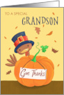 Grandson Thanksgiving Turkey and Pumpkin card