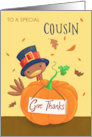 Cousin Thanksgiving Turkey and Pumpkin card