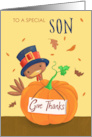 Son Thanksgiving Turkey and Pumpkin card