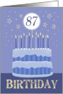 87th Birthday Cake Male Candles and Stars Distressed Text card