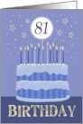 81st Birthday Cake Male Candles and Stars Distressed Text card