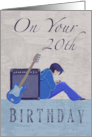 On Your 20th Birthday for Him Guitar with Distressed Text card