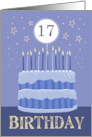 17th Birthday Cake Male Candles and Stars Distressed Text card
