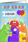 Godson Happy Birthday Party Monsters card