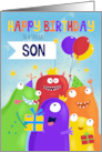 Son Happy Birthday Party Monsters card