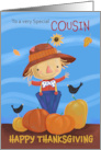 Cousin Happy Thanksgiving Fall Scarecrow card