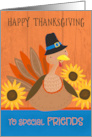 For Friends Thanksgiving Turkey with Sunflowers card