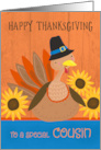 Cousin Thanksgiving Turkey with Sunflowers card