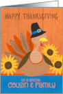 Cousin and Family Thanksgiving Turkey with Sunflowers card
