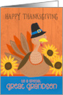 Great Grandson Thanksgiving Turkey with Sunflowers card