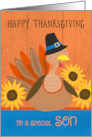 Son Thanksgiving Turkey with Sunflowers card