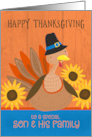 Son and His Family Thanksgiving Turkey with Sunflowers card