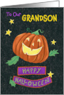 Grandson Happy Halloween Jolly Pumpkin Jack o Lantern card