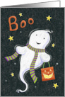 Halloween Boo Cute Ghost with Jack o Lantern Bag card