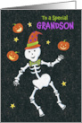 Grandson Halloween Juggling Skeleton Trick or Treat card