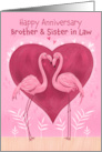 Brother and Sister in Law Anniversary Pink Flamingos card