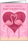 Sister and Brother in Law Anniversary Pink Flamingos card