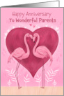 Wonderful Parents Anniversary Pink Flamingos card