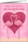 Wonderful Wife Anniversary Pink Flamingos card