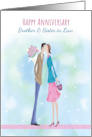 Brother and Sister in Law Anniversary Modern Couple card