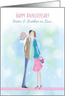 Sister and Brother in Law Anniversary Modern Couple card