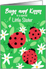 Little Sister Birthday Bugs and Kisses Ladybugs card