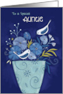 Auntie Birthday Birds on Floral Vase card