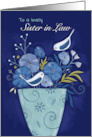Sister in Law Birthday Birds on Floral Vase card