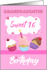 Granddaughter Sweet 16 Birthday Cupcakes card