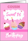 Cousin Sweet 16 Birthday Cupcakes card