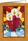 Christmas Holiday Stained Glass Candles card