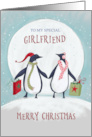 Girlfriend Merry Christmas Penguin Moon card