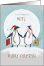 Special Wife Merry Christmas Penguin Moon card