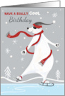 Birthday at Christmas Cool Skating Polar Bear card