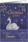 Cousin Christmas Wishes Moonlit Swan card